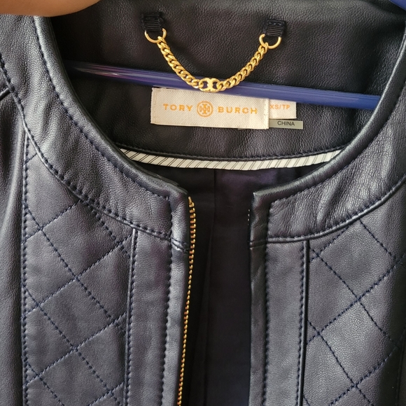 Tory Burch Jackets & Blazers - Tory Burch Leather Jacket Navy Size XS